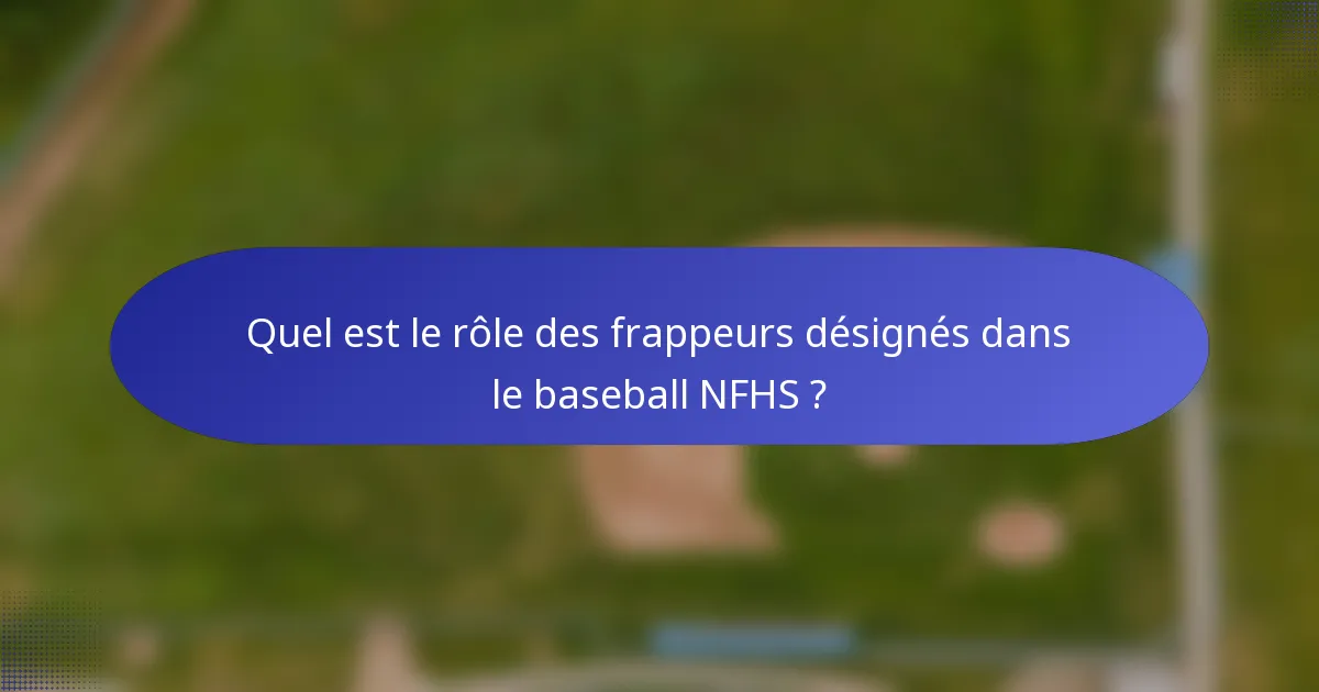 Quel est le rôle des frappeurs désignés dans le baseball NFHS ?