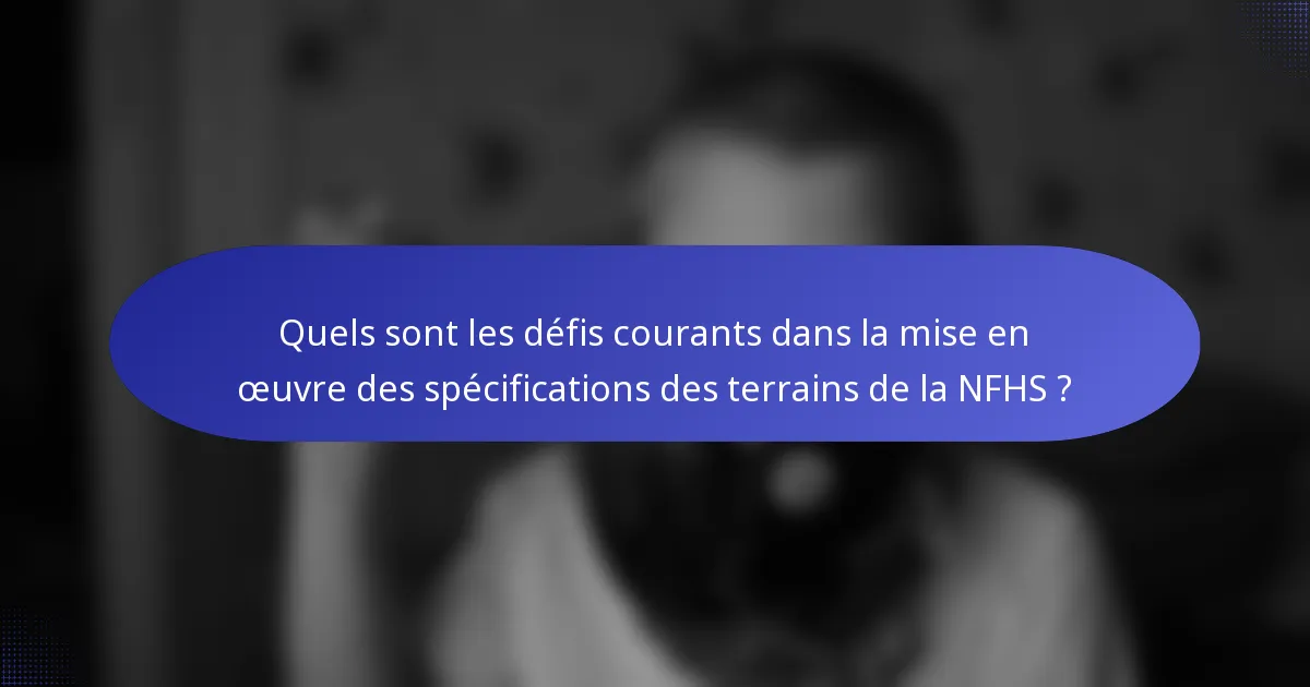 Quels sont les défis courants dans la mise en œuvre des spécifications des terrains de la NFHS ?
